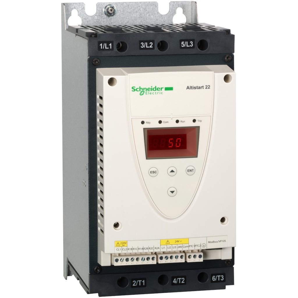 Arrancador suave Altistart 22 75 A, control 220 V, 18,5 kW a 230 V / 37 kW a 400 V / 45 kW a 500 V – Schneider Electric