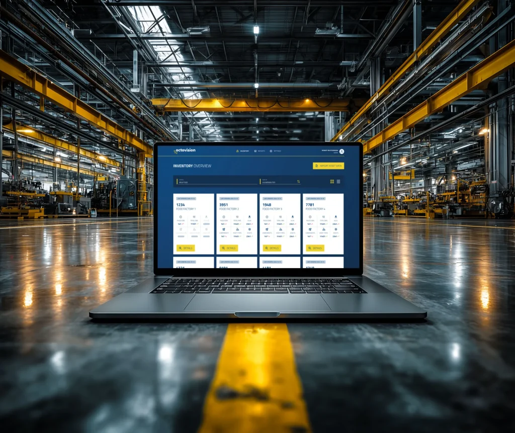 Plataforma AMDT octoplant en un notebook dentro de una planta de producción